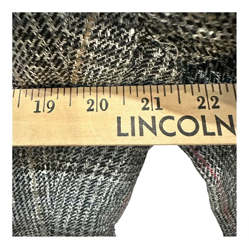 Vtg Pure Silk Tweed Glen Plaid Blazer Mens 40R Grey Sport Coat Two Button